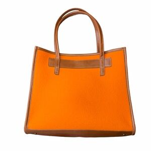 🧡 Graf Lantz Orange Felt Leather Trim Tote Bag OS 🧡